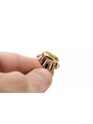 Žiedas Geltonasis peridotas Originalus 14k rožinio aukso vintage Vintažiniai papuošalai vrc043r